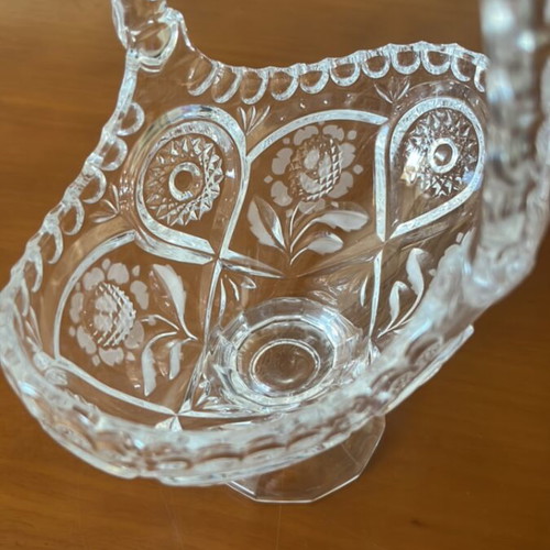 Vintage minimal heavy crystal fondue dish like new