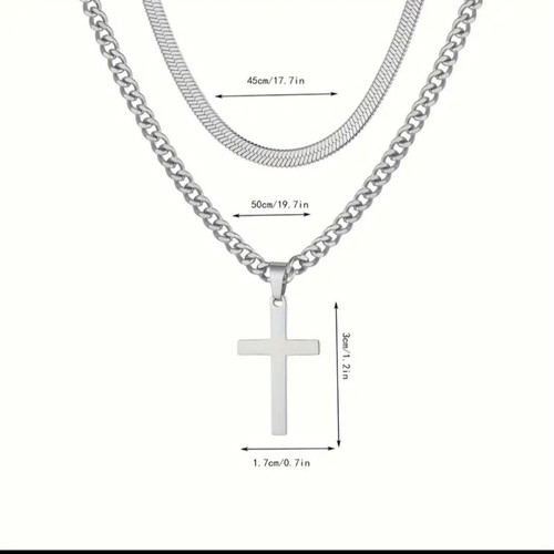 Double necklace with cross new, titanium stainless steel