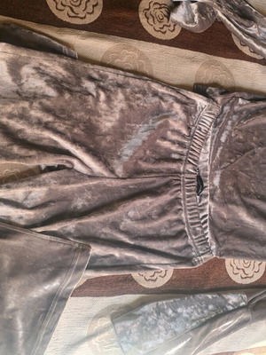 W YOU velvet grey clothes set in slim elastic fit
