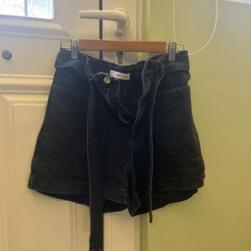 Mango black denim paperbag shorts like new, size S