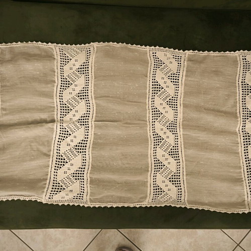 Set of 3 handmade lace embroidered table linens used