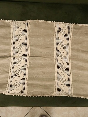 Set of 3 handmade lace embroidered table linens used