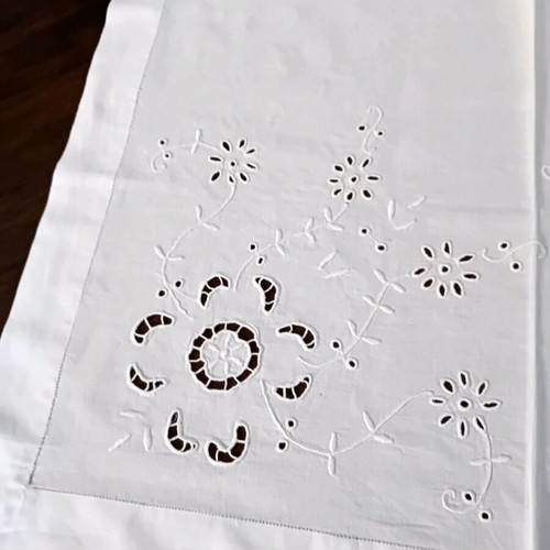 Set of two table runners with handmade cutwork embroidery like new
