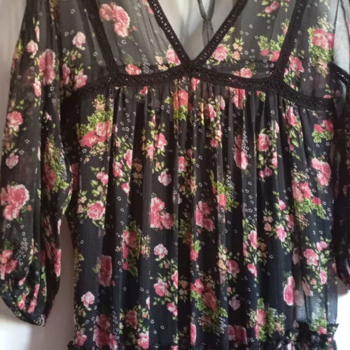 Stradivarius floral dress like new, sheer with black inner lining