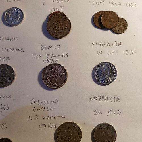 Old coins used, collection of 75 from various nationalities