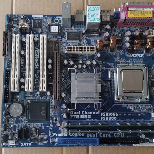 ASRock 775i65G motherboard with Intel Core2Duo E4500 CPU, fan and 2GB RAM like new