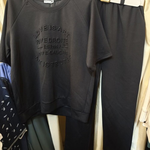 Women's tracksuit set with embossed letters love is art, new, black