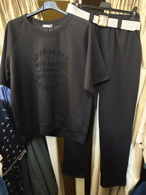 Women's tracksuit set with embossed letters love is art, new, black
