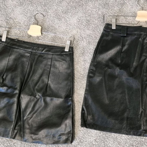 Skirts pack of 2 black, one leather type and one vinyl, used, H&M