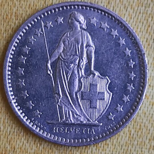 Swiss ½ Franc Coin 1978 used, copper-nickel