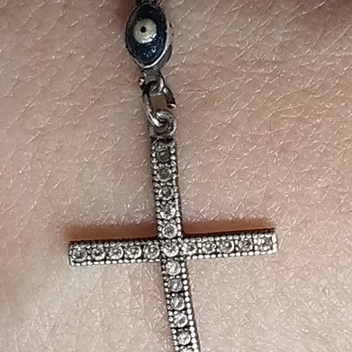Bracelet with cross and eye used, thin