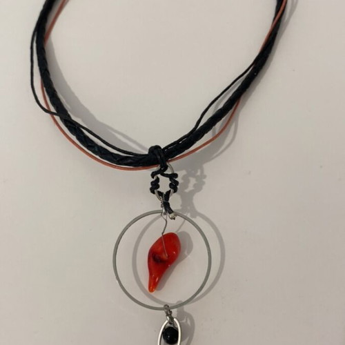 Handmade necklace with coral elements like new