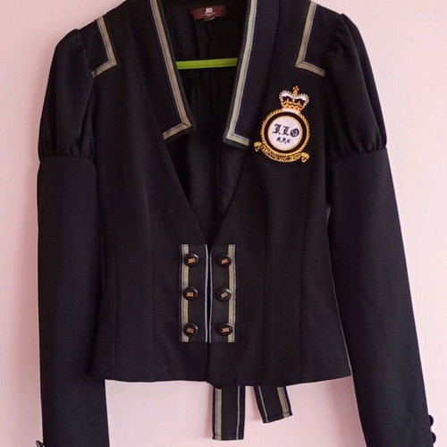 Black JLO jacket Small like new with buttons and bow at back
