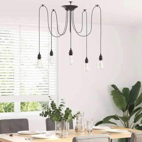 Ceiling light with four transparent cables