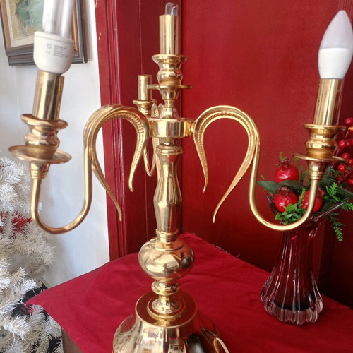 Vintage brass four-light lamp like new, height 60 cm