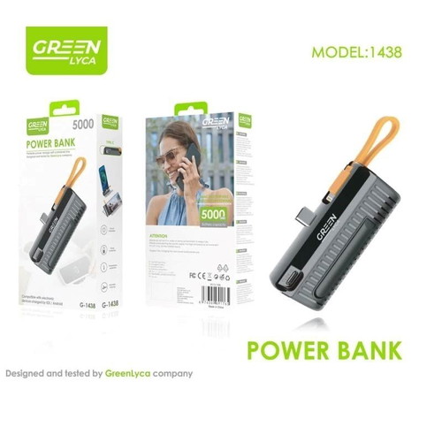 Powerbank 5000mAh Mini Black with Type-C and Lightning Cable new