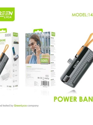 Powerbank 5000mAh Mini Μαύρο με Type-C και Lightning καλώδιο καινούργιο