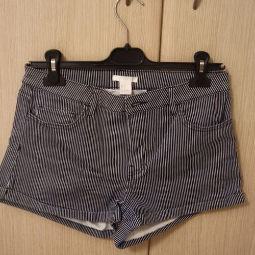 Striped elastic shorts white blue like new H&M size S