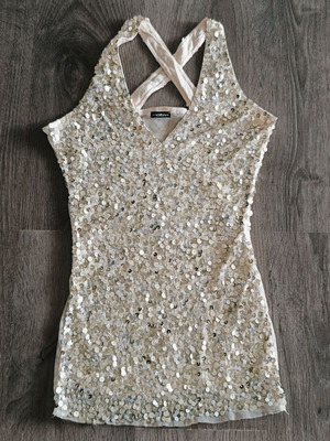 Motivi sequin sleeveless top size S beige like new