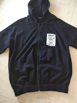 DKNY long black hoodie cardigan new with hood, size S