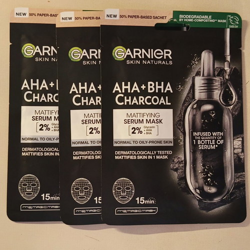 Garnier face beauty masks new, pack of 3