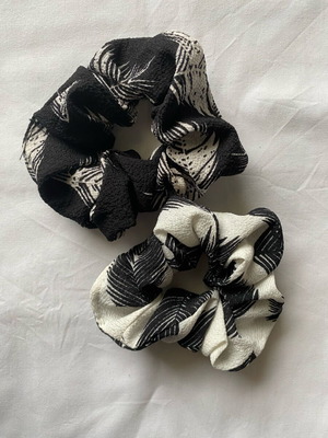 Set of 2 new black and white scrunchies