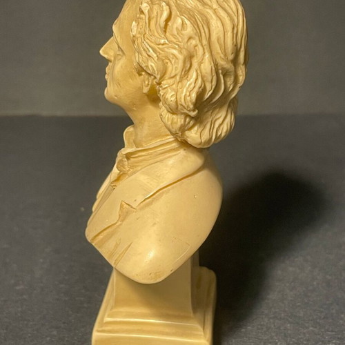 Chopin Bust vintage mid-century bonded alabaster sculpture