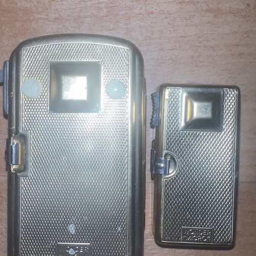 French Art Deco flashlight used, rare pack of two, gold color