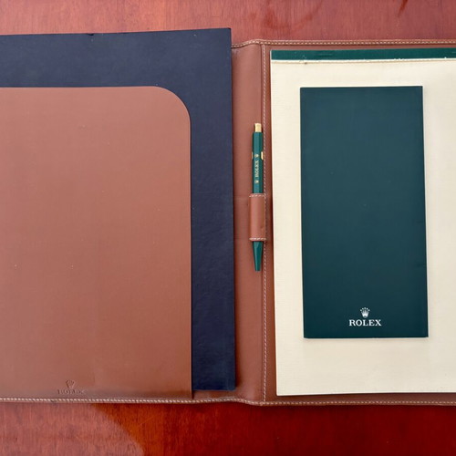 Vintage Rolex Leather Portfolio travel notes with Rolex pen like new