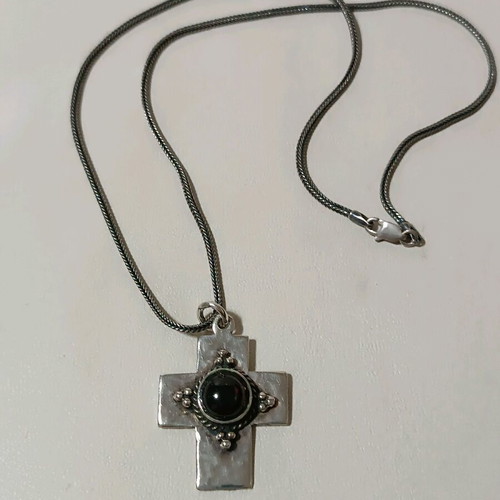 Byzantine silver cross 925 with garnet stone new