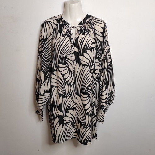 H&M dress with black and white leaf print, size L