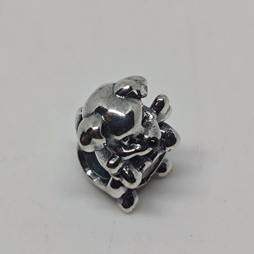 Silver Charm Dog with Pink Crystal Heart S925 like new