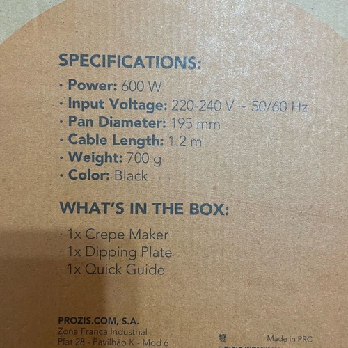 Prozis crepe maker new, in its box