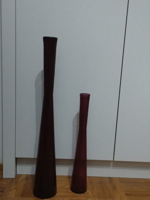 Decorative glass vases set cherry color, like new