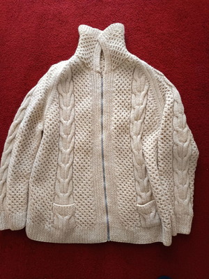 Handmade wool cardigan unisex beige like new, unworn