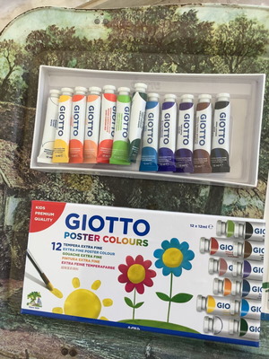 Giotto τέμπερες πολύχρωμες σφραγισμένες και πινέλα καινούργιο
