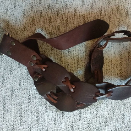 Leather braided belt like new, brown, size 110