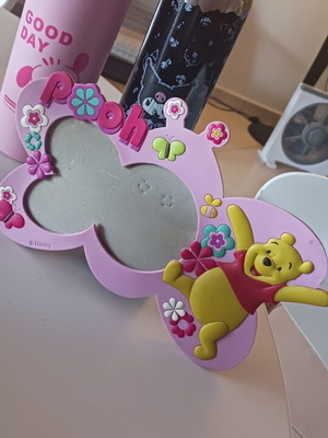 Pooh photo frame with 2 used stainless steel water bottles