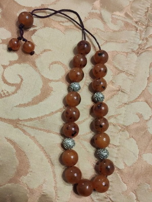 Worry beads like new made of amber and silver