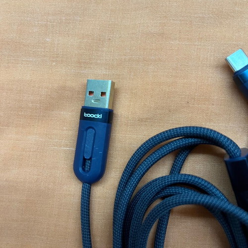Toocki 3-in-1 Charging Cable USB-C Lightning Micro-USB Navy Blue 1.2m new