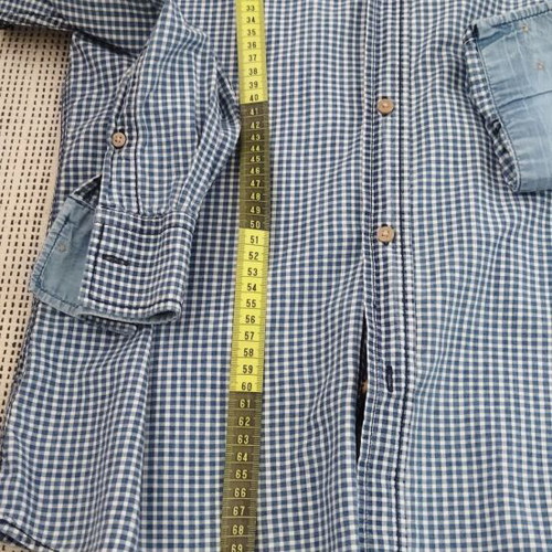 Livergy Cotton Shirt like new, blue beige plaid with denim details