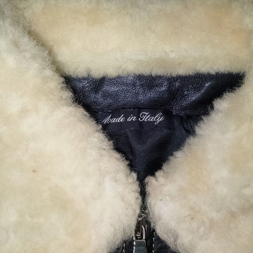 Genuine Italian leather jacket with cream shearling, Vera Pelle