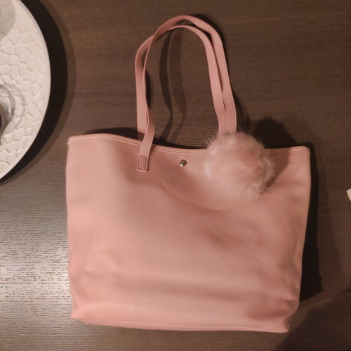 Leather shoulder bag pink new, medium size