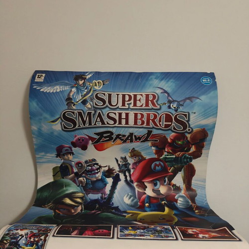 Super Smash Bros Wii Nintendo double-sided poster used, thick sheet