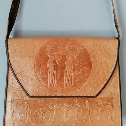 Ethnic Egypt shoulder bag made of genuine leather used