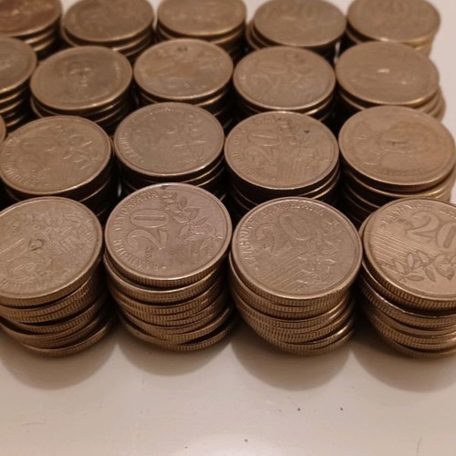 20 Drachma coins used, pack of 200, minted 1992