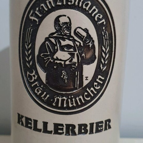 Franziskaner Kellerbier beer mug new, ceramic collectible