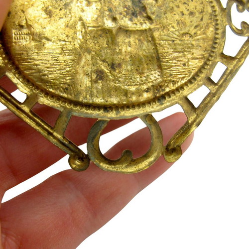 Antique brass decorative ornament with loving couple, like new