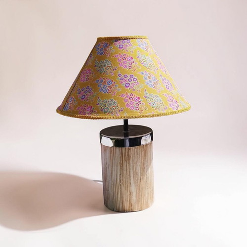 Table lamp honey floral with wooden base new, dimensions 45x25x10 E27