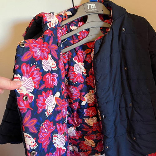 Girls' reversible jacket 4-5 years like new, blue multicolor